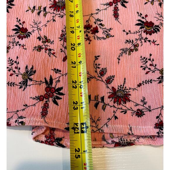 POL Ombre Floral Button Up Blouse Sz M Pink Red Cream Boho Gauze Top Casual - Picture 11 of 11
